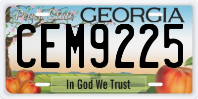 GA license plate CEM9225