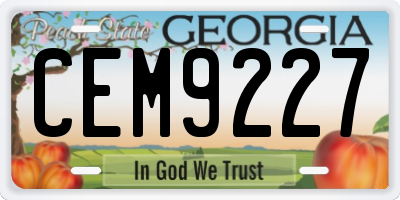 GA license plate CEM9227
