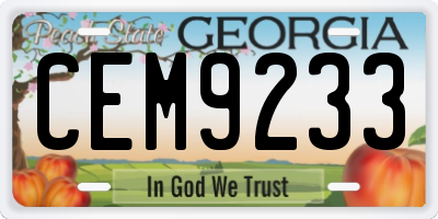 GA license plate CEM9233