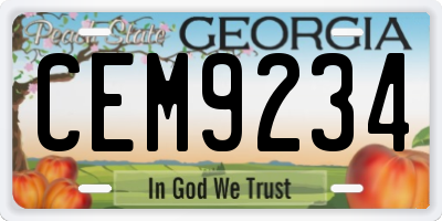 GA license plate CEM9234