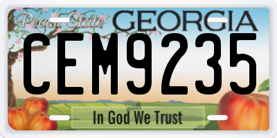 GA license plate CEM9235