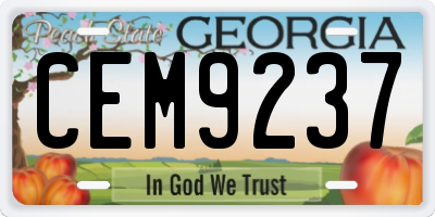 GA license plate CEM9237