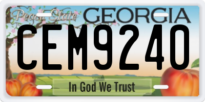 GA license plate CEM9240