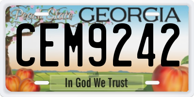 GA license plate CEM9242