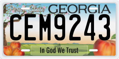 GA license plate CEM9243