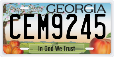 GA license plate CEM9245