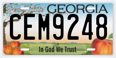 GA license plate CEM9248