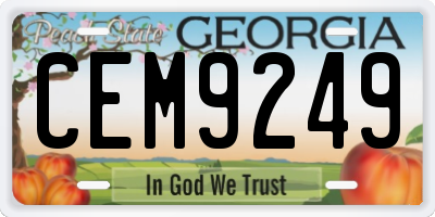 GA license plate CEM9249