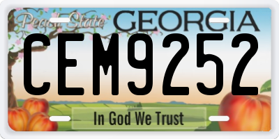 GA license plate CEM9252