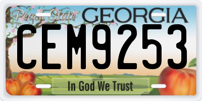 GA license plate CEM9253