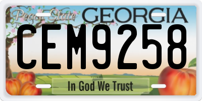 GA license plate CEM9258