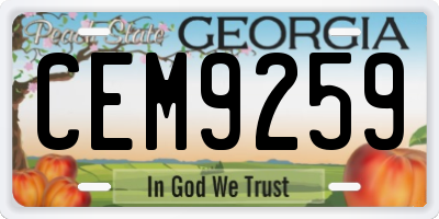 GA license plate CEM9259
