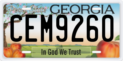 GA license plate CEM9260
