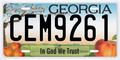 GA license plate CEM9261