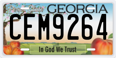 GA license plate CEM9264
