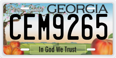 GA license plate CEM9265