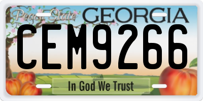 GA license plate CEM9266
