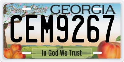 GA license plate CEM9267