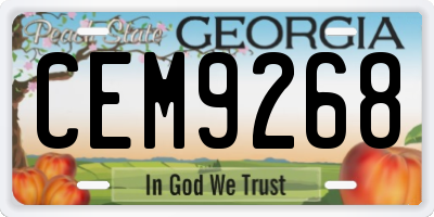 GA license plate CEM9268