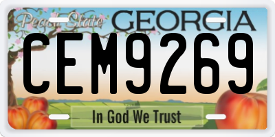 GA license plate CEM9269