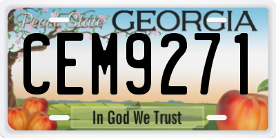 GA license plate CEM9271