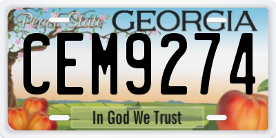 GA license plate CEM9274