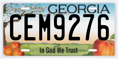 GA license plate CEM9276