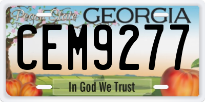GA license plate CEM9277