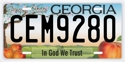 GA license plate CEM9280
