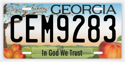 GA license plate CEM9283