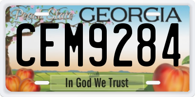 GA license plate CEM9284