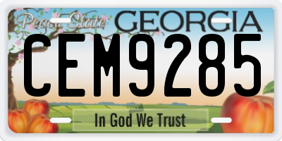 GA license plate CEM9285
