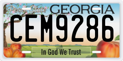 GA license plate CEM9286
