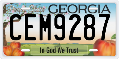 GA license plate CEM9287