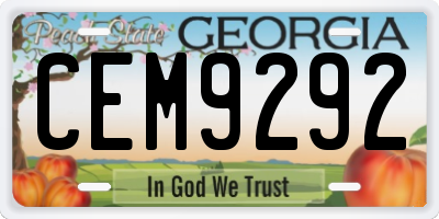 GA license plate CEM9292