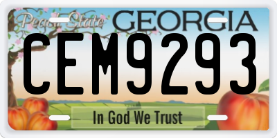 GA license plate CEM9293