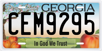GA license plate CEM9295