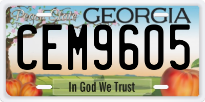 GA license plate CEM9605