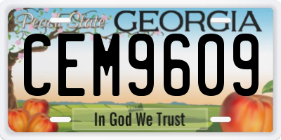 GA license plate CEM9609