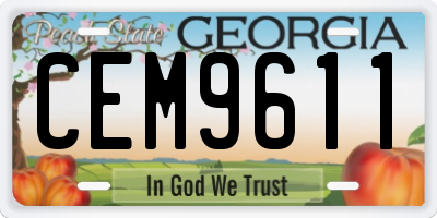 GA license plate CEM9611