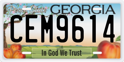 GA license plate CEM9614