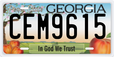 GA license plate CEM9615