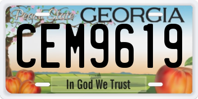 GA license plate CEM9619