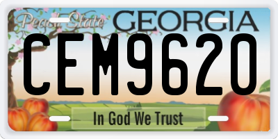GA license plate CEM9620