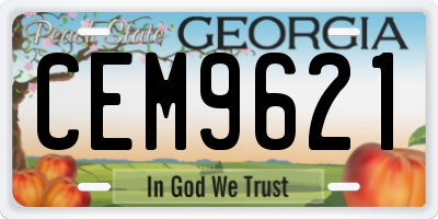 GA license plate CEM9621