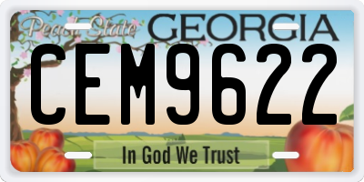 GA license plate CEM9622