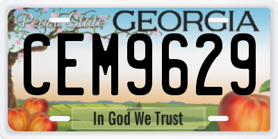 GA license plate CEM9629