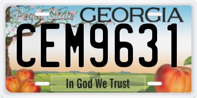 GA license plate CEM9631