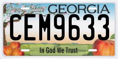 GA license plate CEM9633