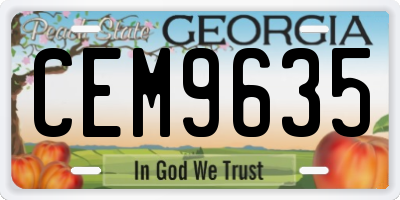 GA license plate CEM9635